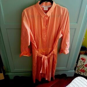 Gretchen Scott Designs Orange Pink 3/4 Sleeve Shirt Dress